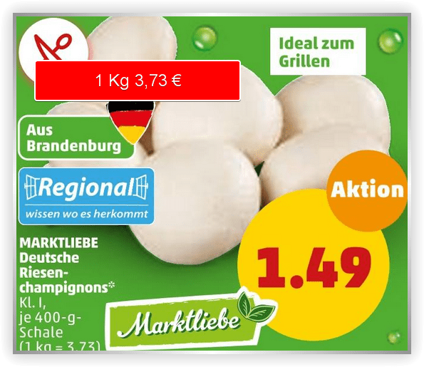 Preisvergleich Polen Lebensmittel Deutschland - Champignons